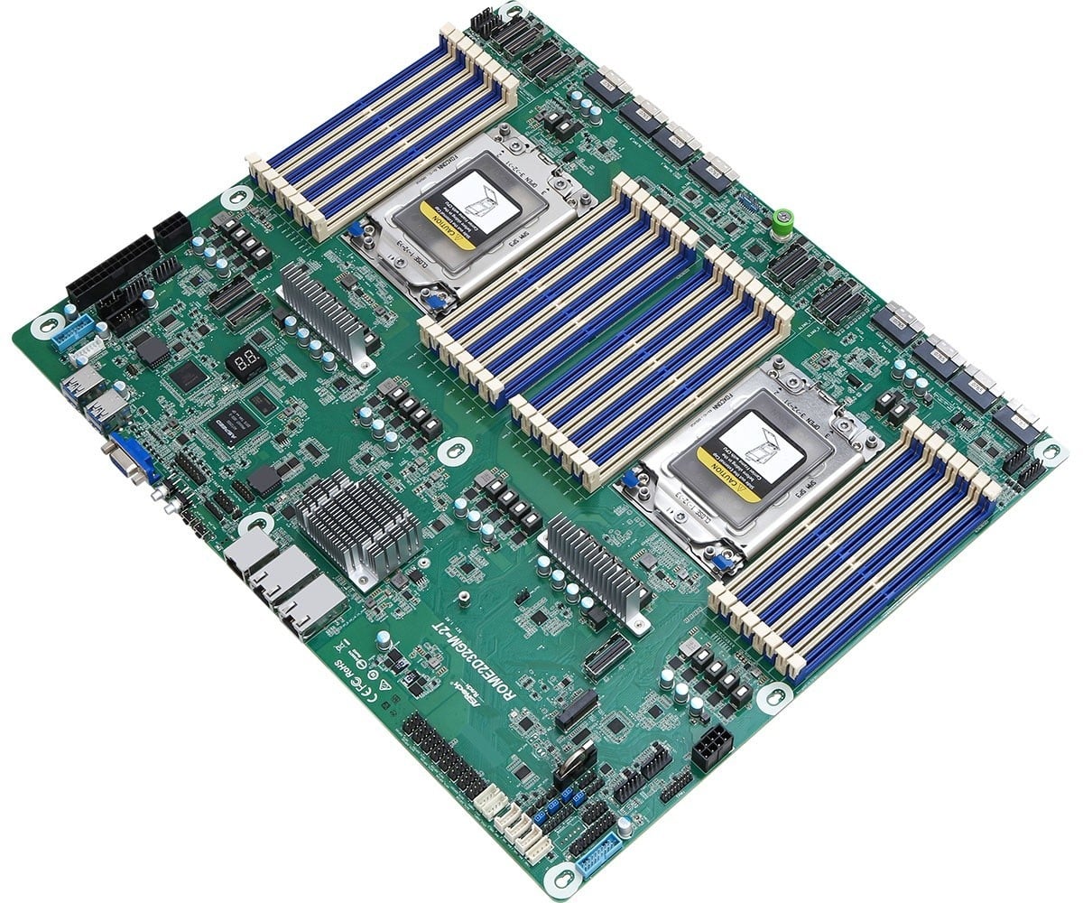 ASRock ROME2D32GM-2T, 1xSKT SP3, AMD EPYC 7003, SoC, SATA, NVMe, 1xM.2, 2x10GbE, IPMI