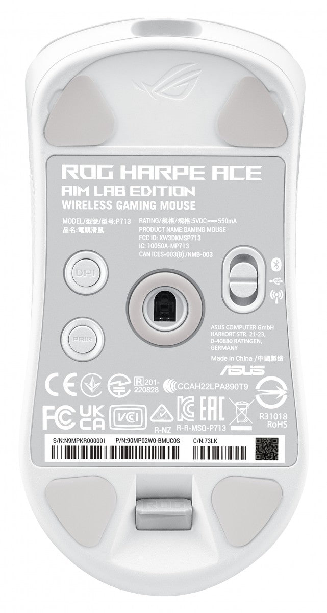 ASUS ROG Harpe Ace Aim Lab Edition souris Gaming Ambidextre RF Wireless + Bluetooth + USB Type-C Opto-mécanique 36000 DPI