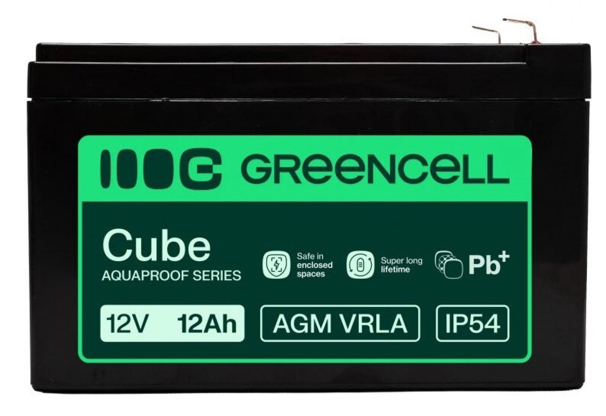 Green Cell AGM12V12AH-J AGM VRLA 12V 12Ah sans entretien Batterie pour caisse enregistreuse, jouet, caméra (152x99x100mm)