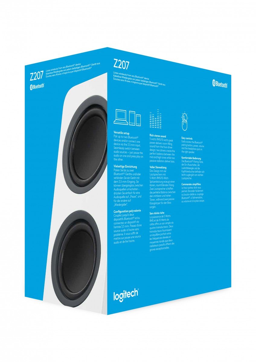 LOGITECH Z207 Speakers for PC 2.0-channel wireless Bluetooth 5 Watt Total white