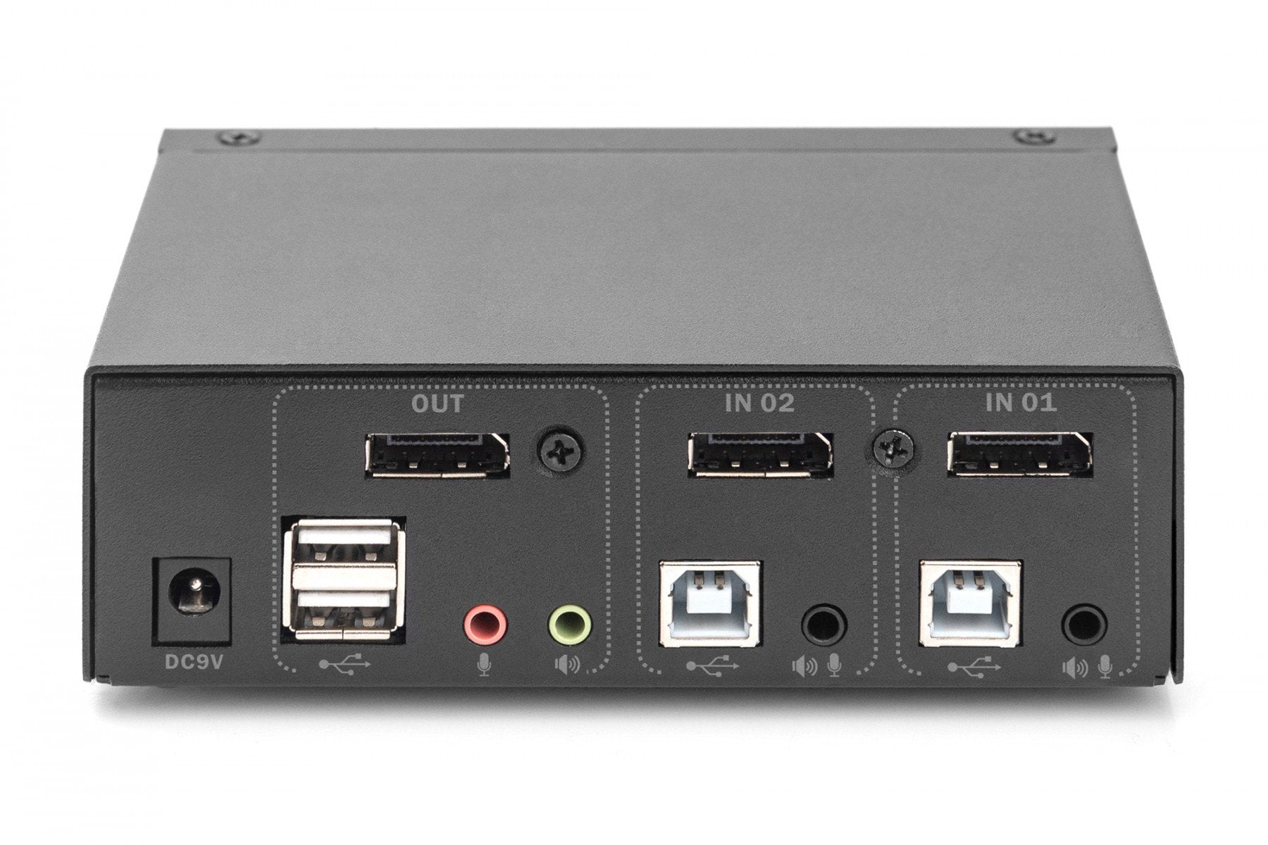 Commutateur KVM 2 ports, 4K 60Hz, 2xDisplayPort IN, 1xDisplayPort OUT, 2xUSB, 2xAudio IN&OUT