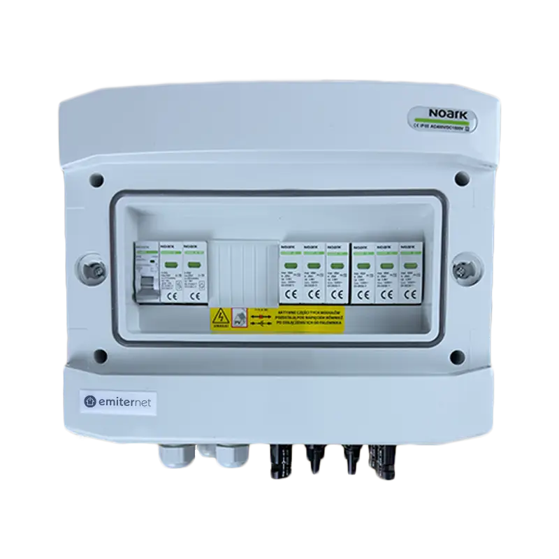EMITER EM-202N_DCAC Tableau de distribution DCAC, IP65, SPD DC Noark 1000V type 2, 1 x chaîne PV, 1 x MPPT, SPD AC Noark type 2, 20A 1-F, RCD 100mA