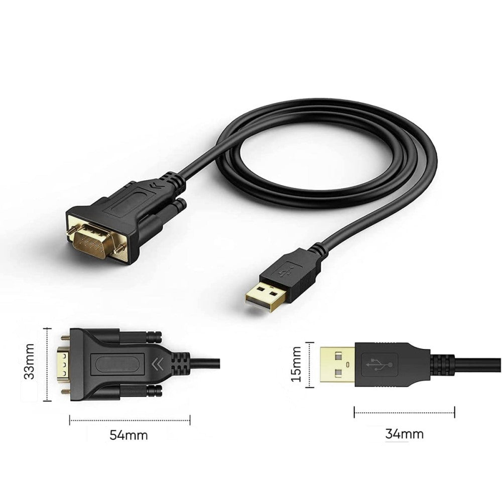 Techly IDATA USB2-SER-1A Convertisseur USB vers RS232/DB9 M/M avec câble de 1,5 m Polybags
