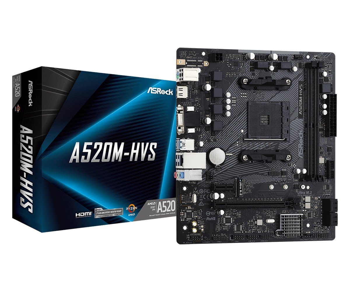 Asrock A520M-HVS AMD A520 Emplacement AM4 micro ATX
