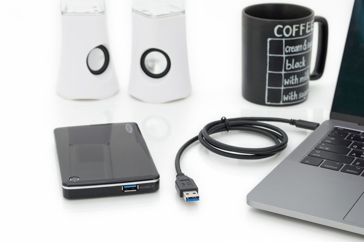 DIGITUS Câble de raccordement USB Type-C™ Gén. 2 - Type-C™ vers A - 1 m - USB C - USB A - USB 2.0 - 10000 Mbit/s - Noir