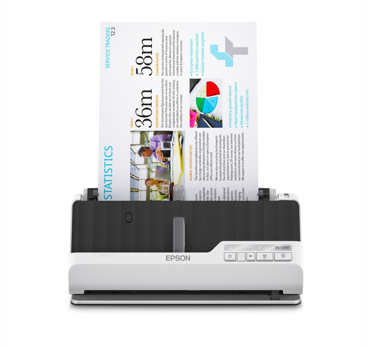 EPSON WorkForce DS-C490 Duplex Scanner A4/Legal 600dpi x 600dpi 40ppm ADF 20pages USB2.0