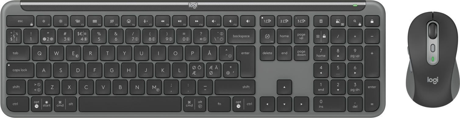 Logitech MK950 clavier Souris incluse Bureau RF sans fil + Bluetooth QWERTY Nordique Graphite