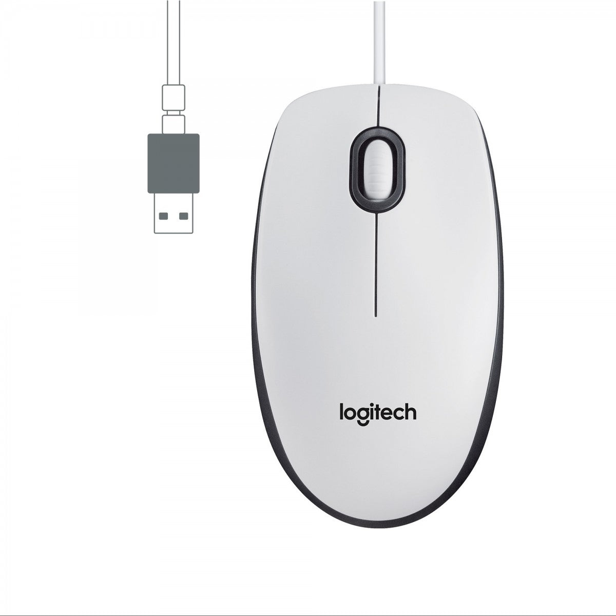 LOGITECH M100 Mouse full size right and left-handed optical 3 buttons wired USB