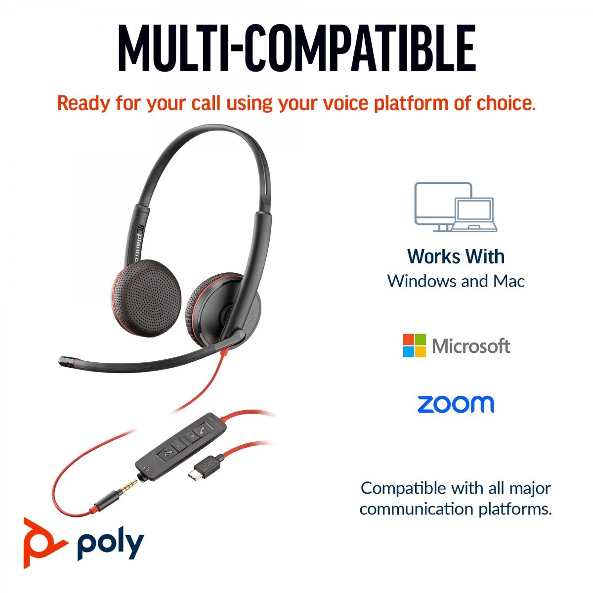 Poly BW 3225 USB-C HS+3.5mmP+USB-C/A