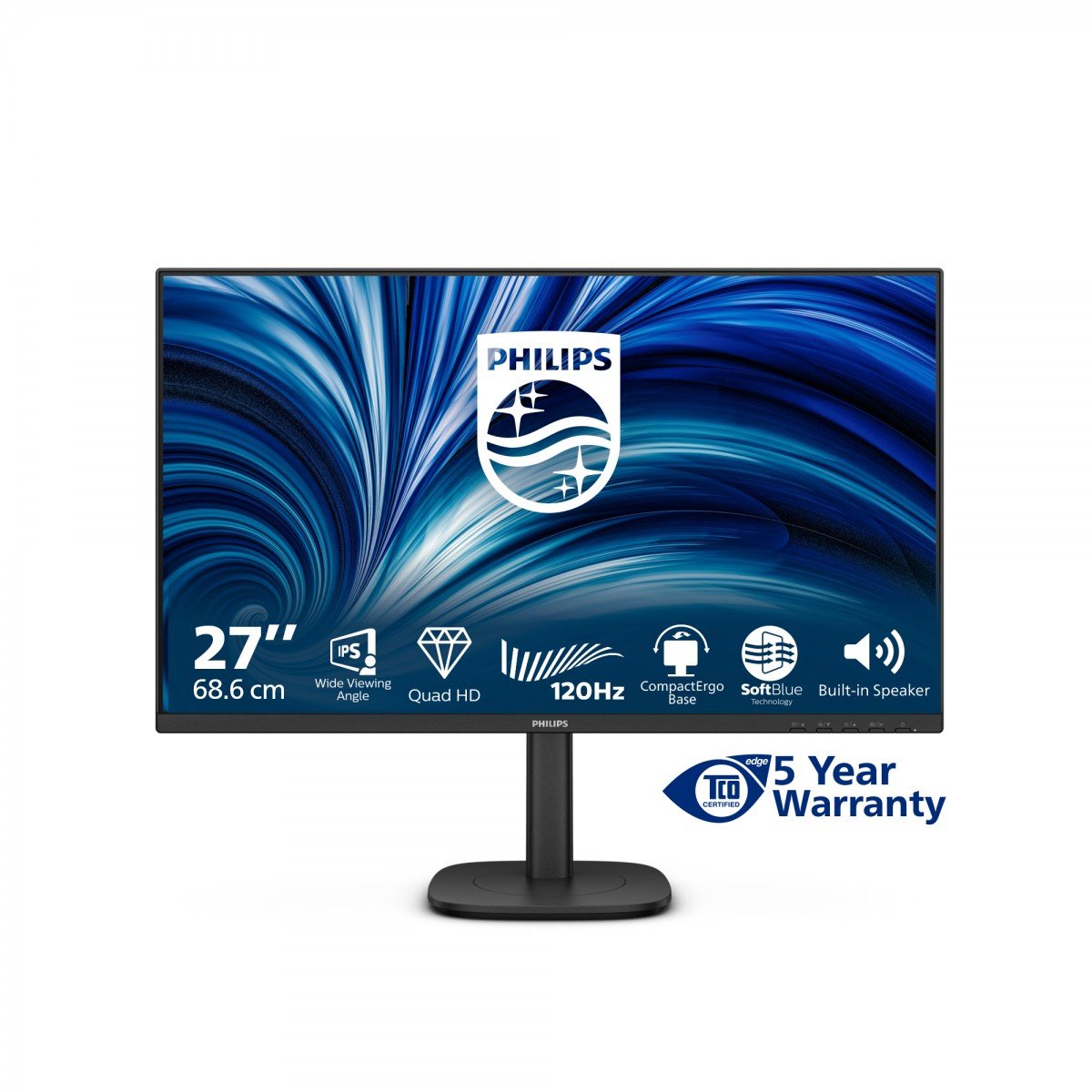 PHILIPS 27p 2560x1440 120Hz IPS Flat H/A 150 MM TUV EyeSafe certified USB HUB SPEAKERS DPx1 HDMIx2 350cd/m2 TCO 10
