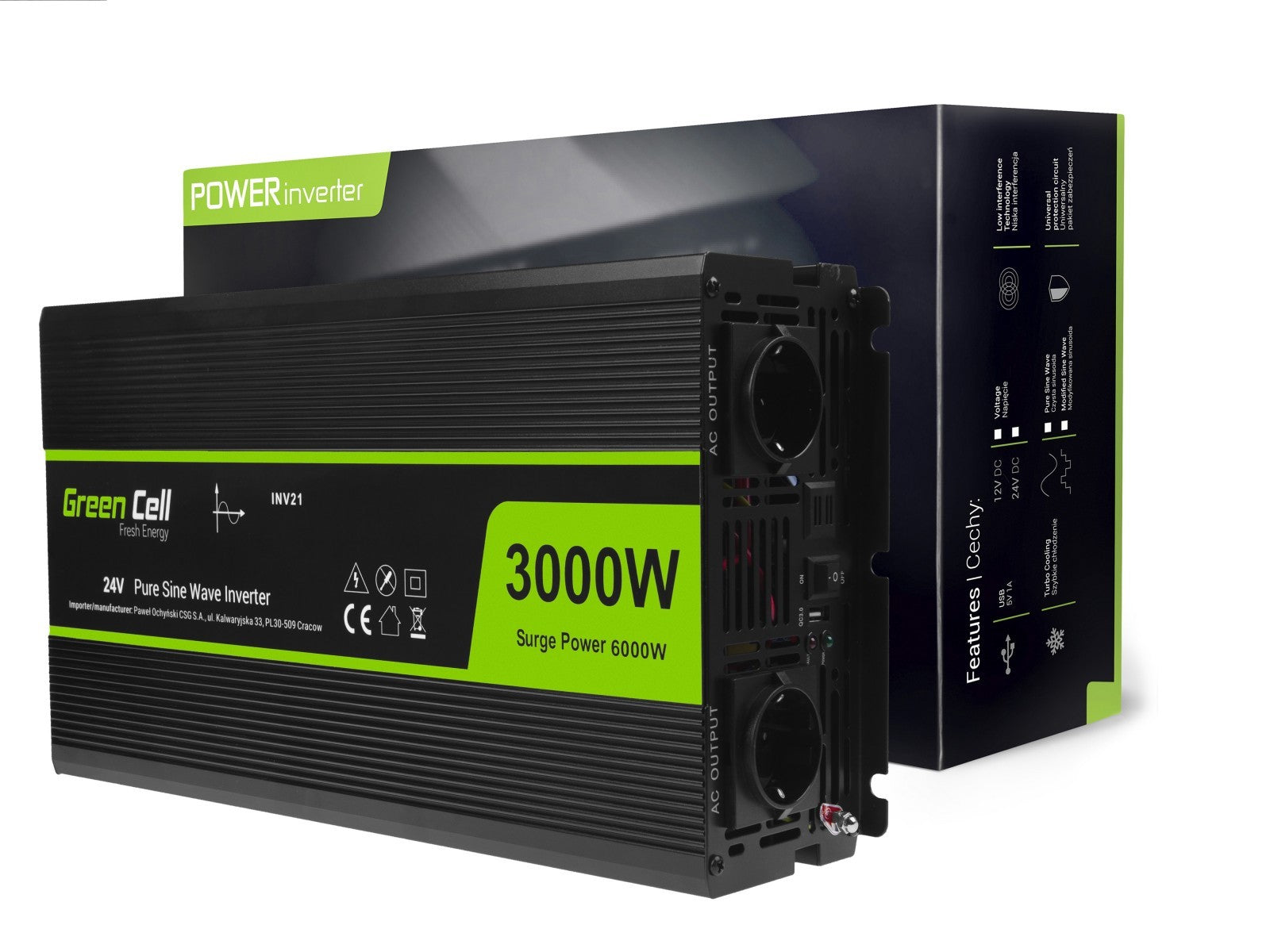 Green Cell Inverter 24V to 230V Pure sine 3000W