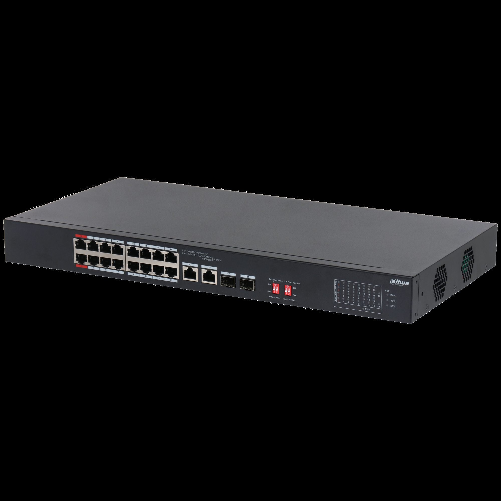 Dahua S3218-16ET-135 Commutateur de bureau non géré 18 ports avec 16 ports PoE
