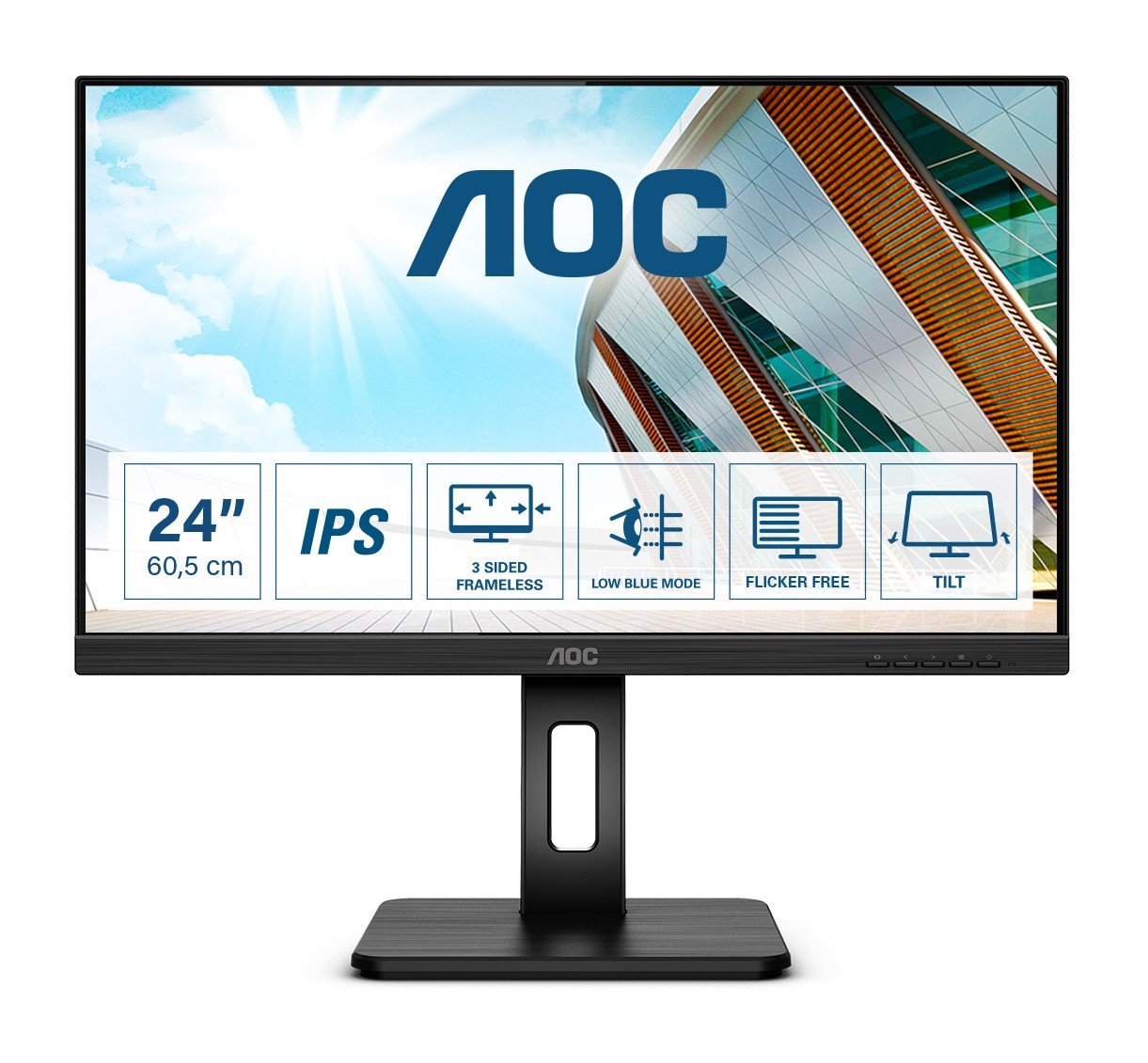 AOC Q24P2Q 23.8p 2560x1440 QHD IPS 250cd/m2 1000:1 4ms HDMI VGA DisplayPort haut-parleurs noir