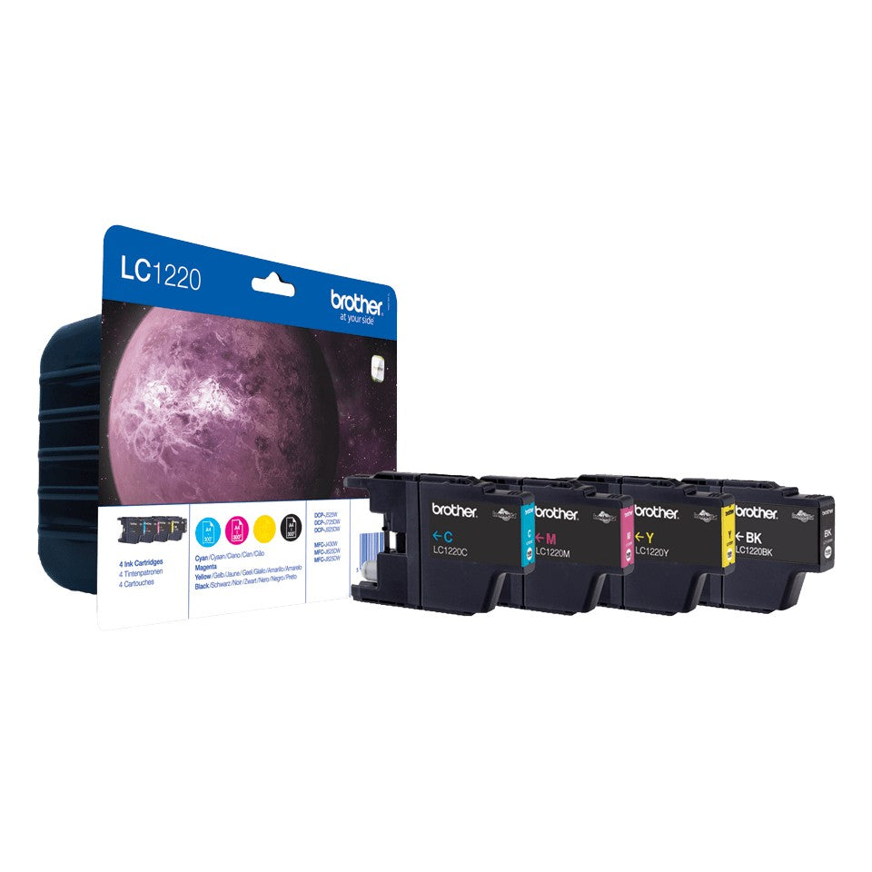 BROTHER LC-1220 cartouche d encre noir et tricolore capacité standard 4 x 300 pages 1-pack blister sans alarme