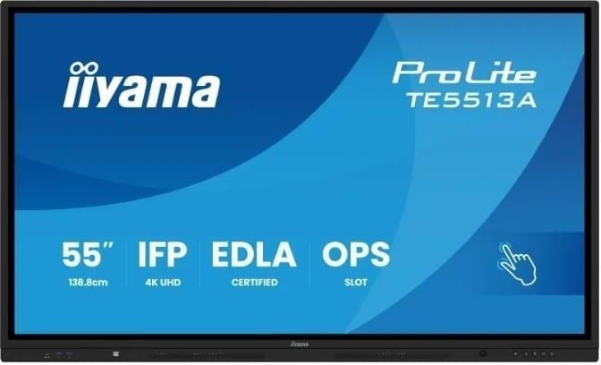 "iiyama TE5513A-B1AG Panneau Plat Interactif IFP 55"" IPS 4K IR 40 points 450cd Android 14 Google EDLA 2x20W WiFi VESA"