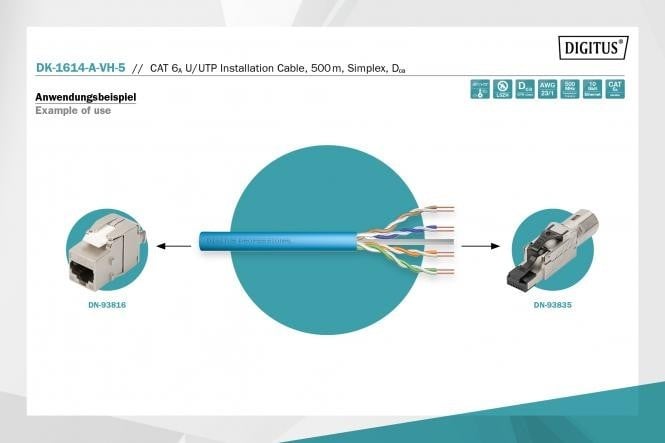 Digitus DK-1614-A-VH-1 câble de réseau Bleu Cat6a U/UTP (UTP) Rond