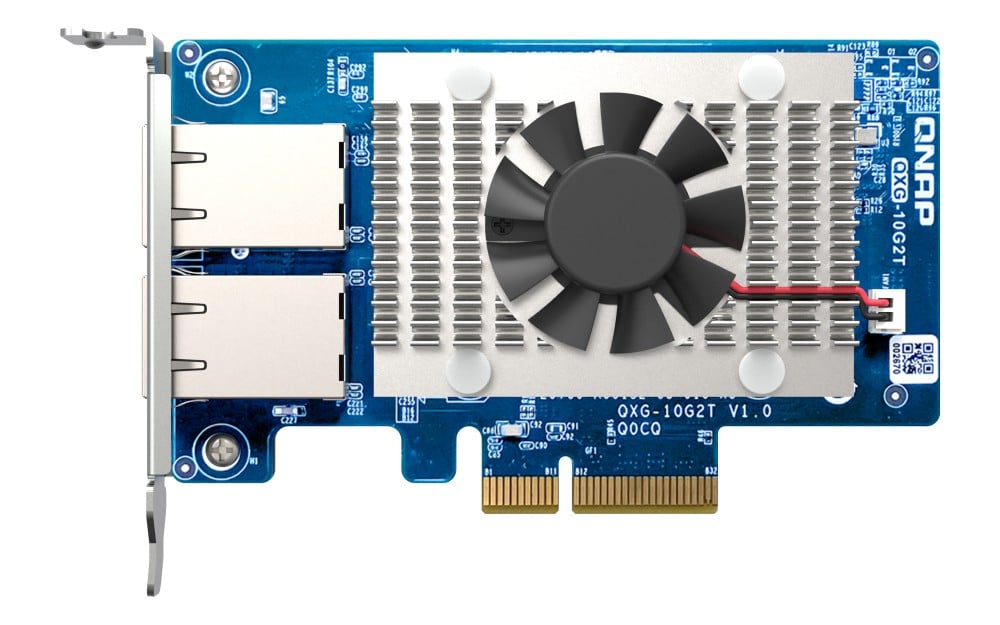 QNAP Dual-port BASET 10GbE network expansion card low-profile form factor PCIe Gen3 x4 Aquantia AQC107