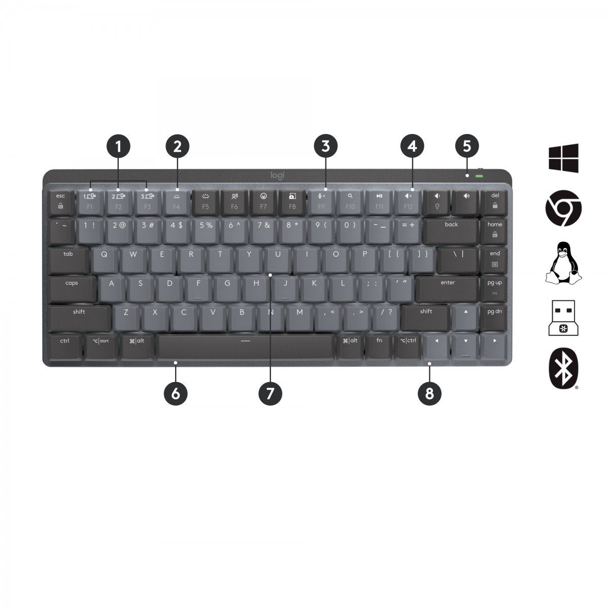 Clavier Bluetooth Logitech 920-010780 Anglais EEUU Noir Gris QWERTY Qwerty US International