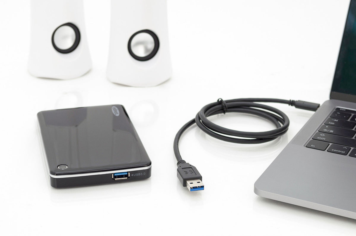 DIGITUS Câble de raccordement USB Type-C™ Gén. 2 - Type-C™ vers A - 1 m - USB C - USB A - USB 2.0 - 10000 Mbit/s - Noir