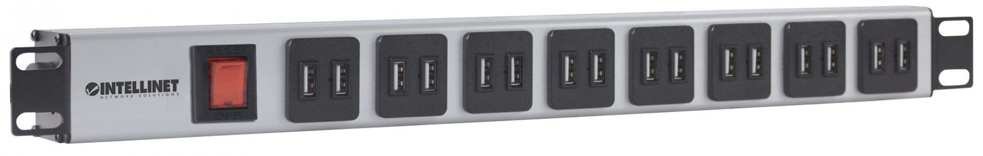 Intellinet 164580 unité de distribution d'énergie 1U Bleu, Gris