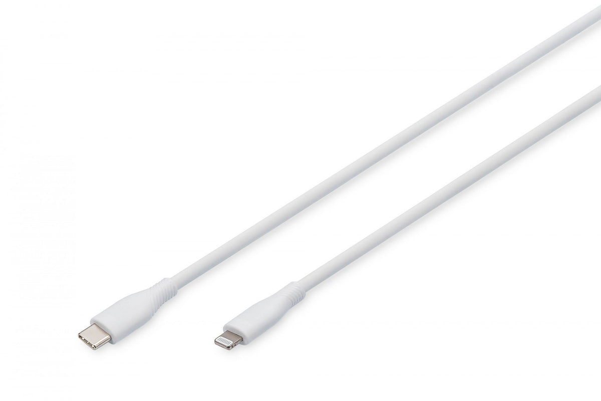 Câble d'alimentation en silicone USB-C vers Lightning, USB 2.0 60W, MFI, 0,5 m blanc