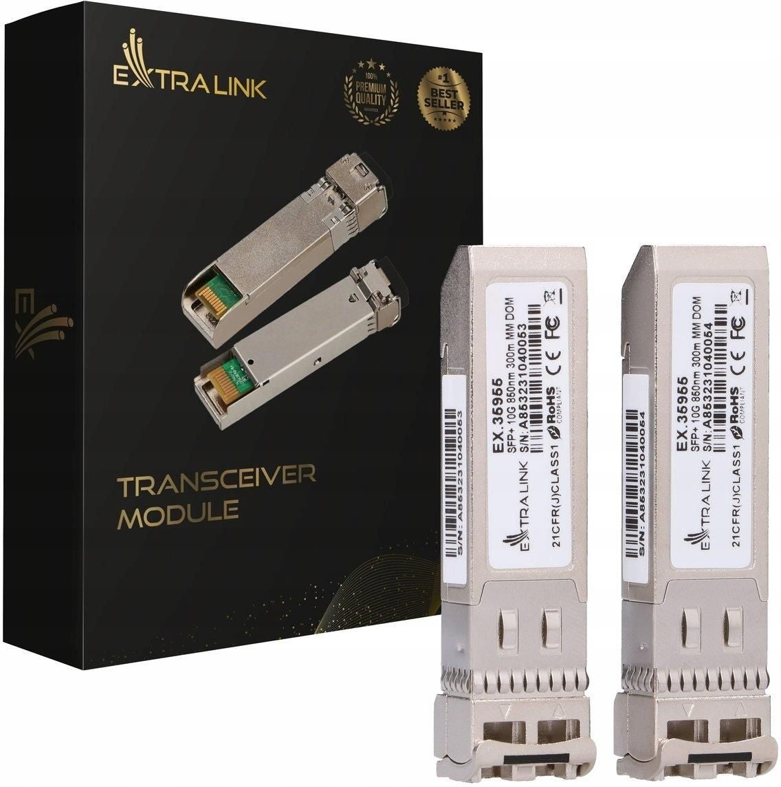 Extralink SFP+ 10G 2-pack | Module SFP+ | 10Gbps, LC/UPC, 850nm, 300m, multimode, DOM, Dédié a HP/Aruba
