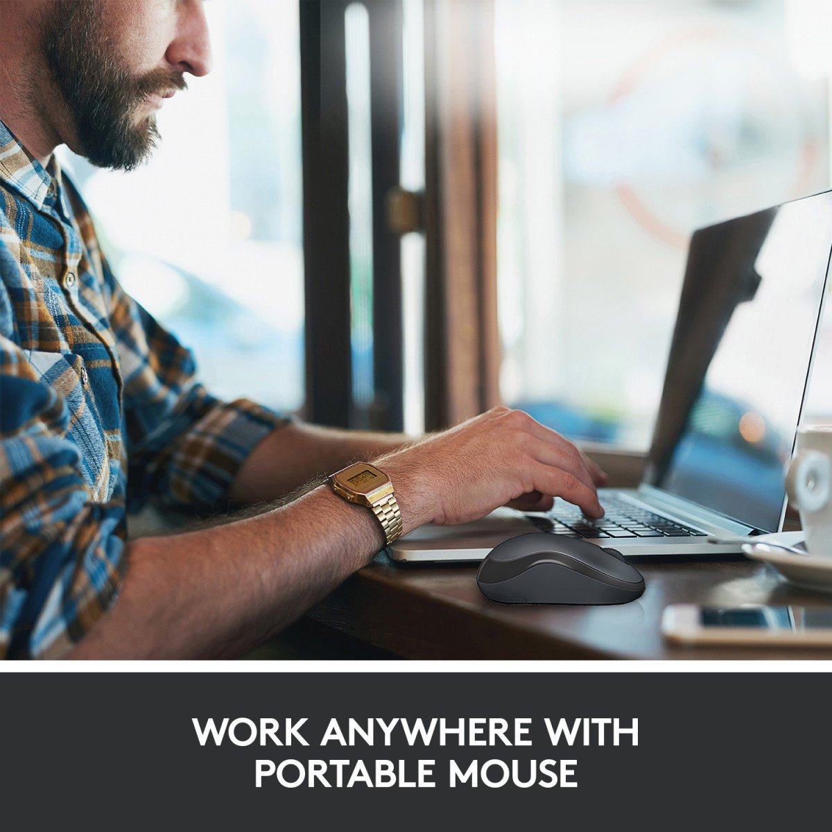 LOGITECH M220 Silent Mouse optical 3 buttons wireless 2.4 GHz USB wireless receiver charcoal