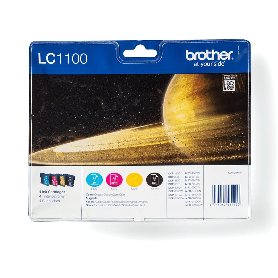 Brother LC-1100VALBPDR cartouche d'encre 4 piece(s) Original Noir, Cyan, Magenta, Jaune