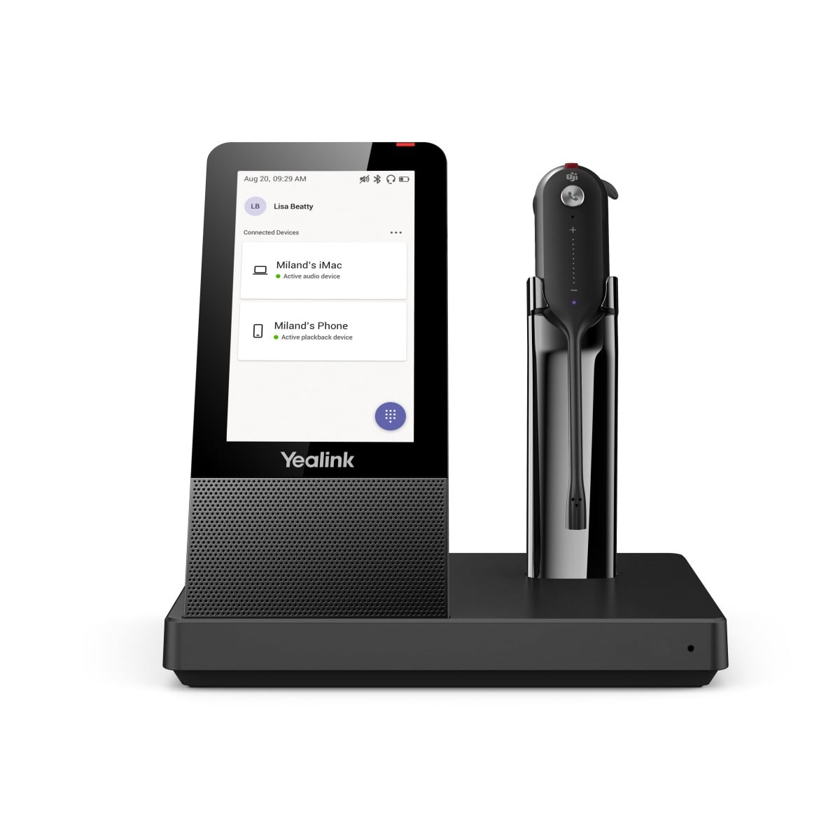 Yealink WH67 Teams Sans fil Crochets auriculaires, Arceau, Minerve Bureau/Centre d'appels Bluetooth Socle de chargement Noir