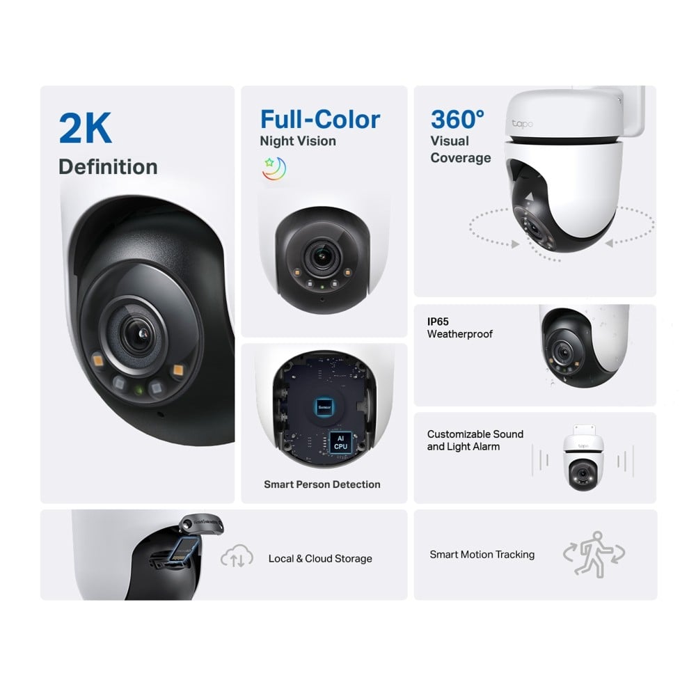 TP-LINK Outdoor Pan/Tilt Security WiFi Camera 2K Resolution-With The Resolution of 2304x1296px