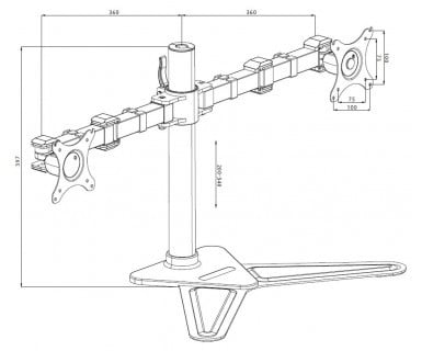 DS1002D-B1 Desk Stand 10"~30" VESA 75x75