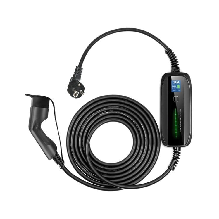 Extralink BS-PCD030 16A 3.6kW Schuko | Przenona adowarka do samochodu elektrycznego | 1 faza, 5,5m, wywietlacz LCD 250 V Noir
