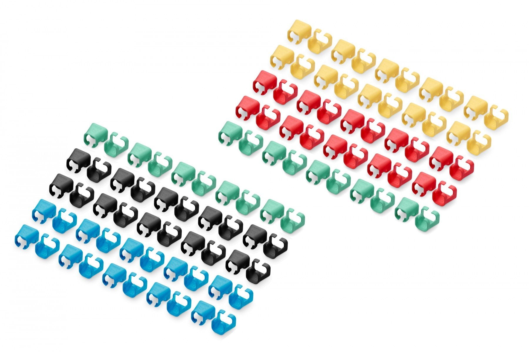 Clip coloré pour fiche RJ45, mélange de couleurs (20 pieces de chaque couleur : vert, rouge, bleu, jaune, noir)