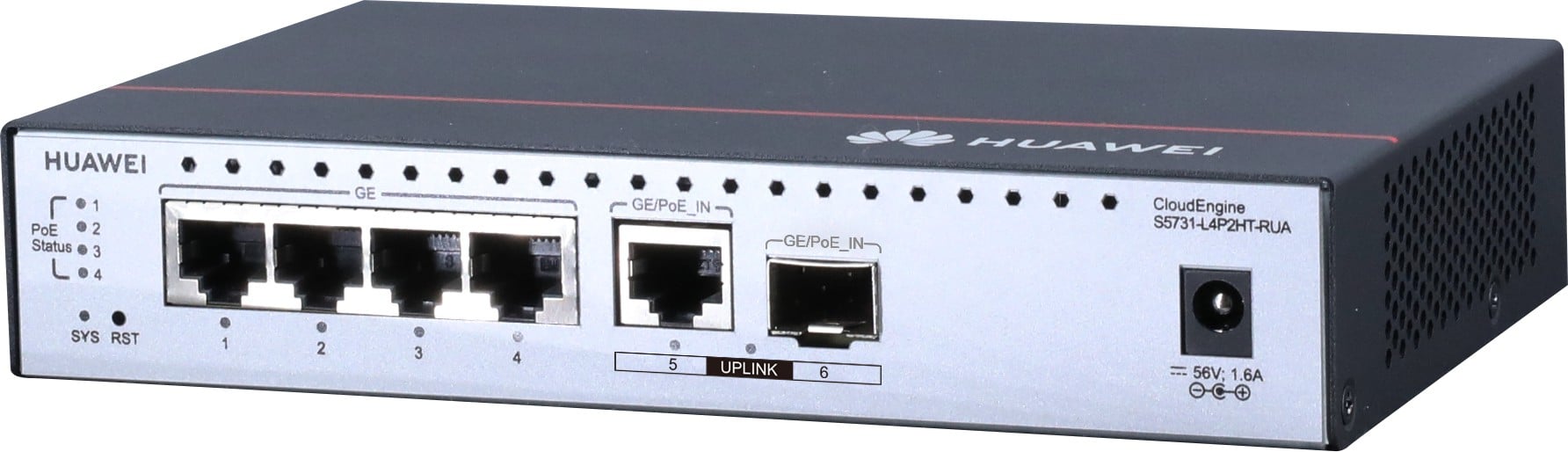 Huawei Switch S5731-L4P2HT-RUA (4*GE ports, PoE++, 1*GE hybrid optical-electrical SFP port, 1*GE port, PoE input) + license L-MLIC-S57L (98011776)