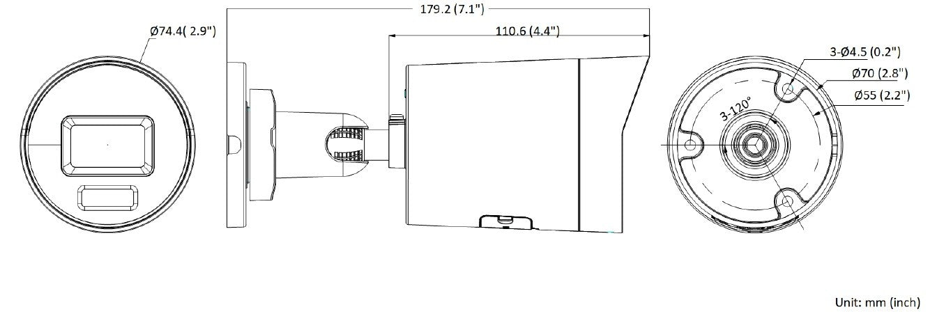 Hikvision DS-2CD2046G2H-IU(2.8mm)(eF) Caméra réseau Mini Bullet fixe 4 MP alimentée par Darkfighter