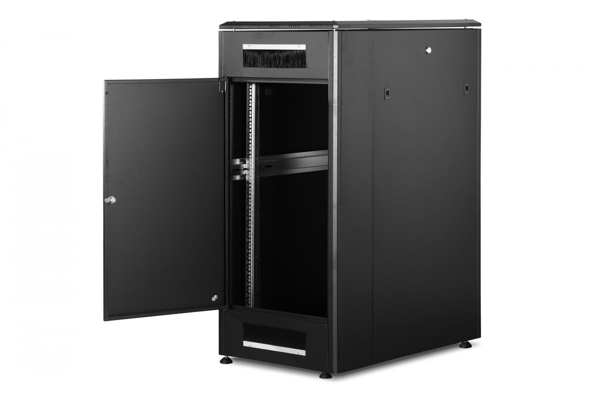 "Armoire réseau debout Unique 19"" 26U rack 600x1000, porte avant en verre, noir, 800kg 1342x600x1000 mm, couleur noire (RAL 9005)"