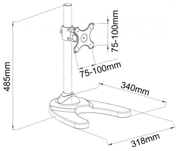Techly ICA-LCD 3500 Support de moniteur rotatif pour écran LCD de 13 a 27” jusqu'a 10kg