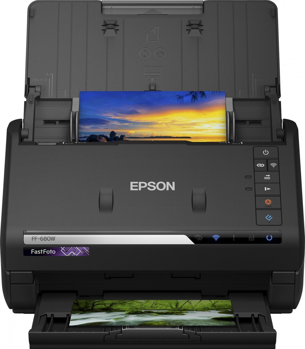 EPSON FastFoto FF-680W Document scanner Contact Image SensorCIS Duplex A4 600x600dpi 45ppm mono/45ppm colour ADF USB 3.0 Wi-Fi
