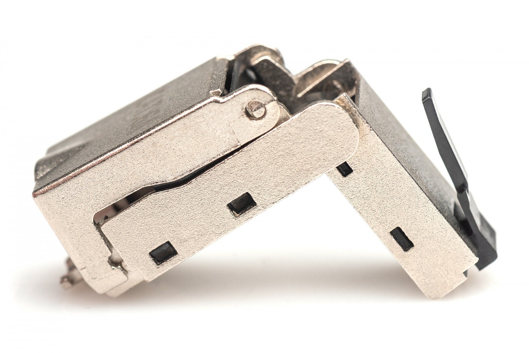 Prise modulaire coudée RJ45 cat.6A, PoE+, 10GbE, STP, métal, sans outil, AWG 27-22, toronné/plein