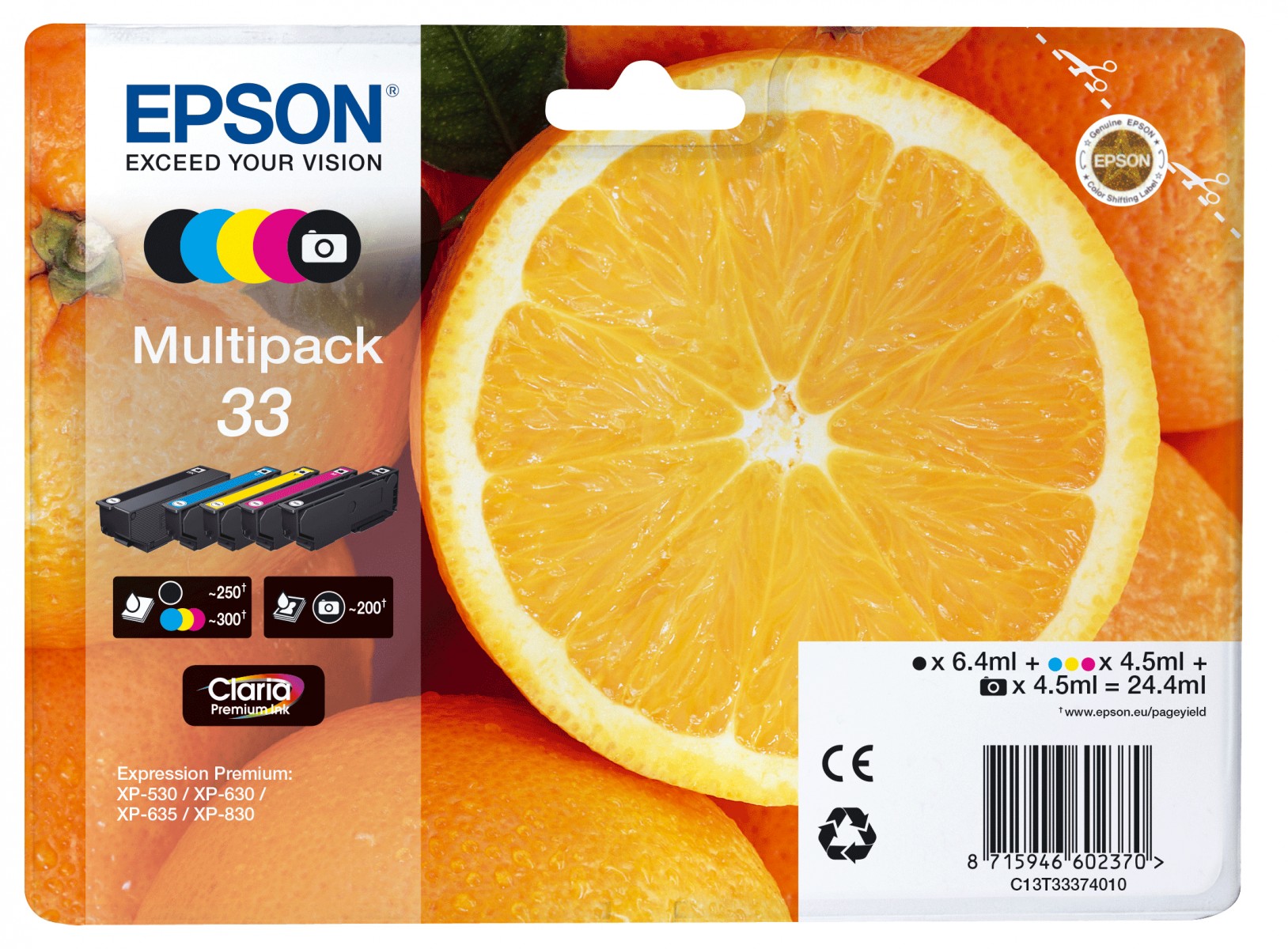 EPSON 4LB Multipack Oranges alarmed - Claria Premium Ink w/s