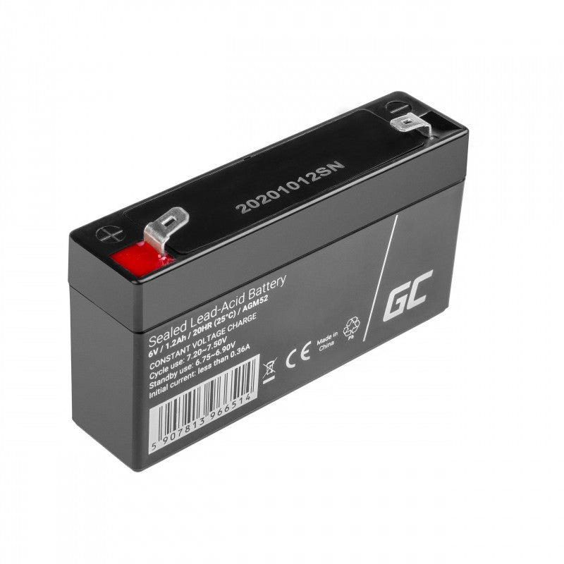 Green Cell AGM Battery Lead Acid VRLA 6V 1.2Ah for toys and alarms - Battery - Mono (D)