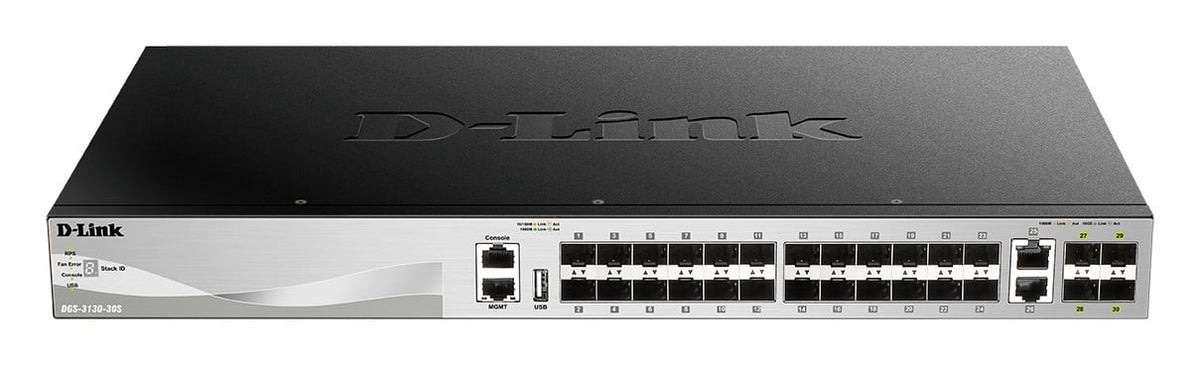 D-LINK L3 Light Switch 24 SFP ports & 2 10GBASE-T ports & 4 10GbE SFP+ Ports Physical Stack Up To 9 Units