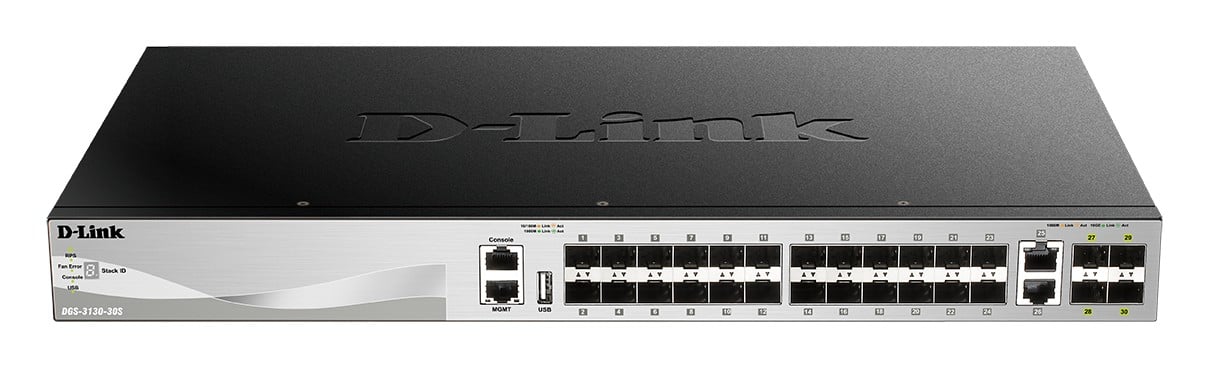 D-LINK L3 Light Switch 24 SFP ports & 2 10GBASE-T ports & 4 10GbE SFP+ Ports Physical Stack Up To 9 Units