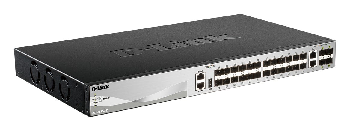 D-LINK L3 Light Switch 24 SFP ports & 2 10GBASE-T ports & 4 10GbE SFP+ Ports Physical Stack Up To 9 Units