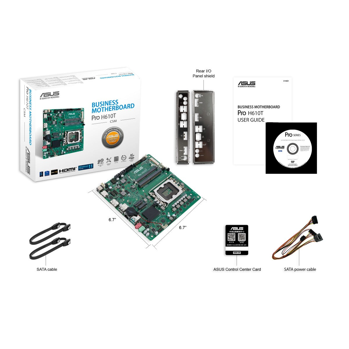 ASUS PRO H610T-CSM LGA1700 2DDR4 Thin Mini ITX 2xSATA MB 1xHDMI 1xDP 1xLVDS 3xM.2