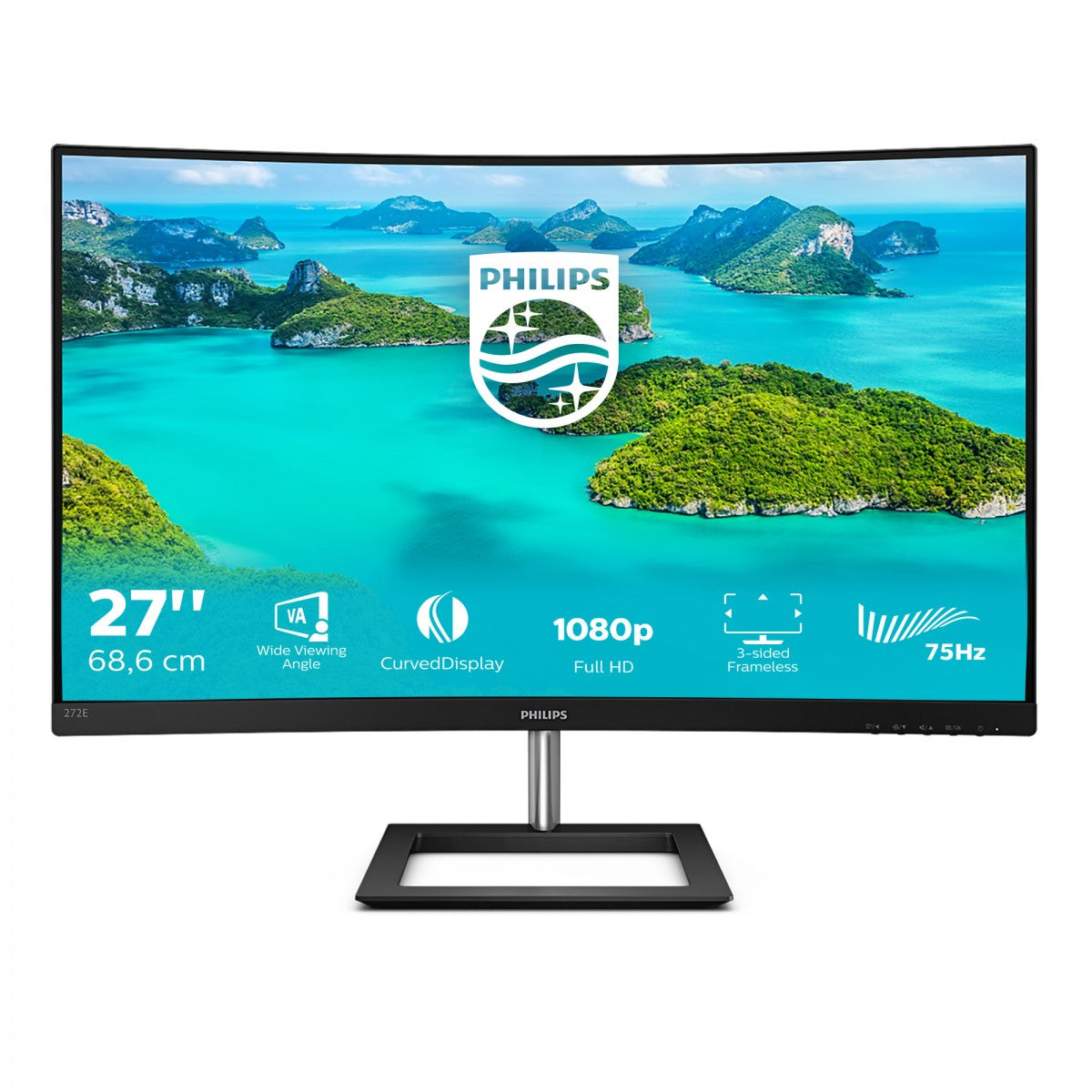 PHILIPS 272E1CA/00 - 27pcs - INCURVE - 1920 x 1080 Full HD (1080p) - VA - 250 cd/m2 - 3000:1 - 4 ms - HDMI, VGA, DP -HP