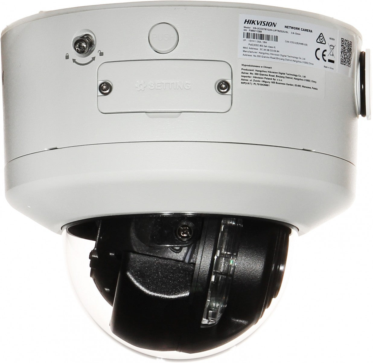 Hikvision DS-2CD2787G2H-LIPTRZS2U/SL(2.8-12mm) Caméra réseau dôme varifocale motorisée 8 MP avec Smart Hybrid Light et ColorVu