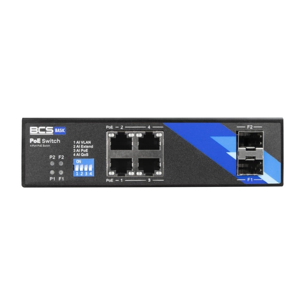 BCS BCS-B-ISP04G-2SFP Commutateur PoE industriel 4 ports sur rail DIN 1 Gbps avec 2xSFP