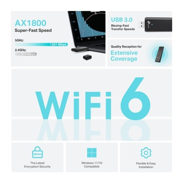 TP-LINK AX1800 Dual Band Wi-Fi 6 USB Adapter