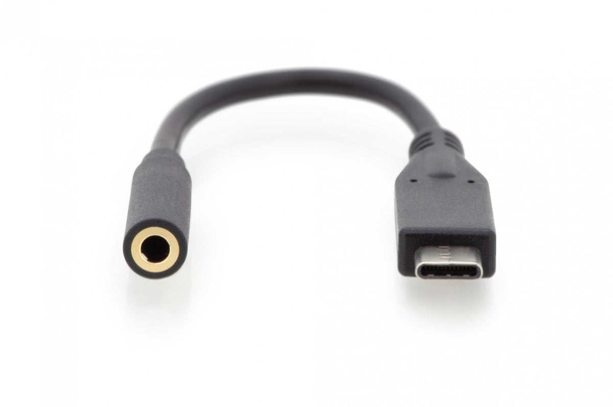 Digitus AK-300321-002-S câble de téléphone portable Noir 0,2 m USB C 3,5mm